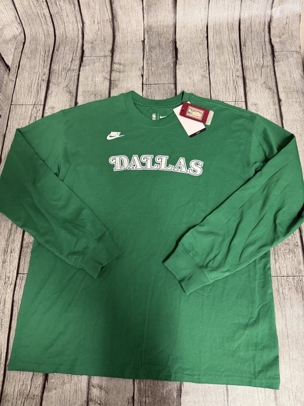 NWT Men’s Nike Dallas Mavericks Hardwood Classics LS Tshirt Large Loose Fit Gree